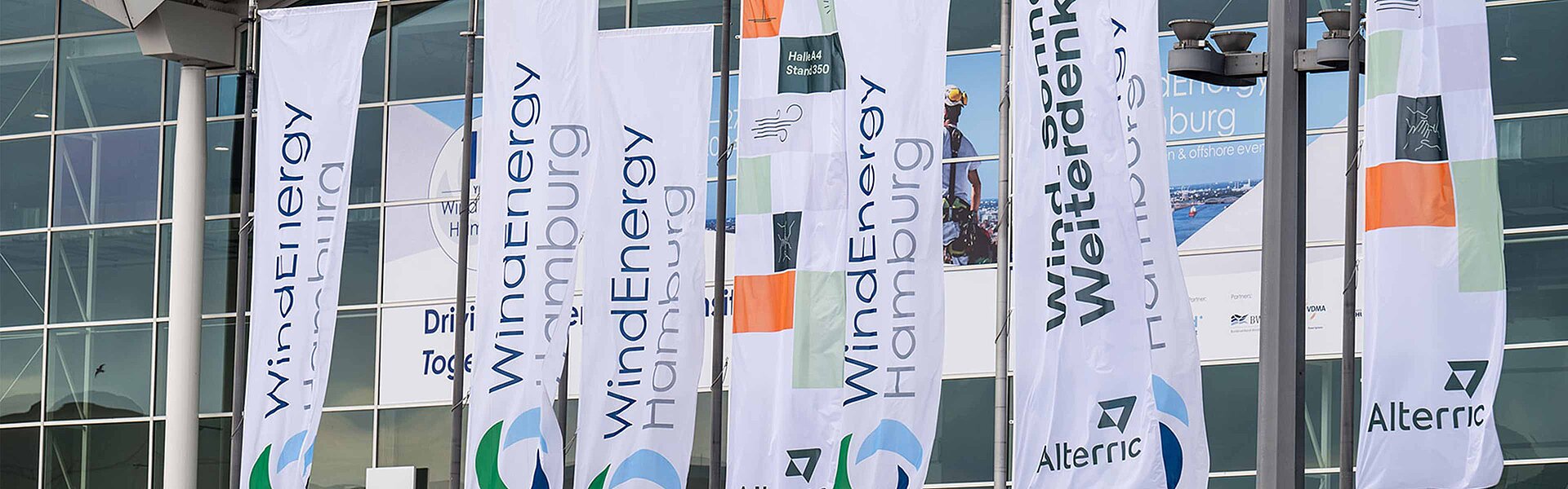 WindEnergy Hamburg 2024 - Flags at the Central Entrance WindEnergy Hamburg 2024 - Flags at the Central Entrance