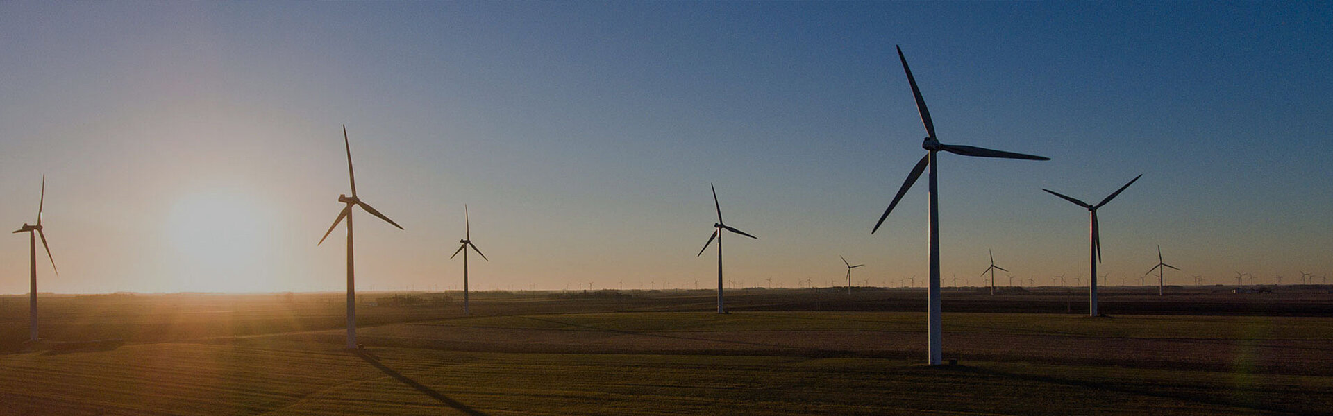 WindEnergy Header Windräder vor dem Sonnenuntergang