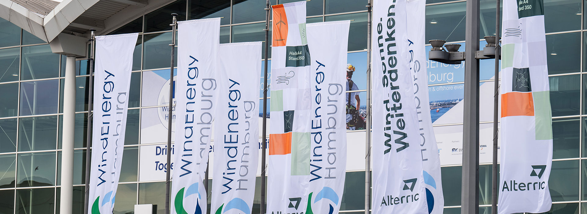 WindEnergy Hamburg 2024 - Flags at the Central Entrance